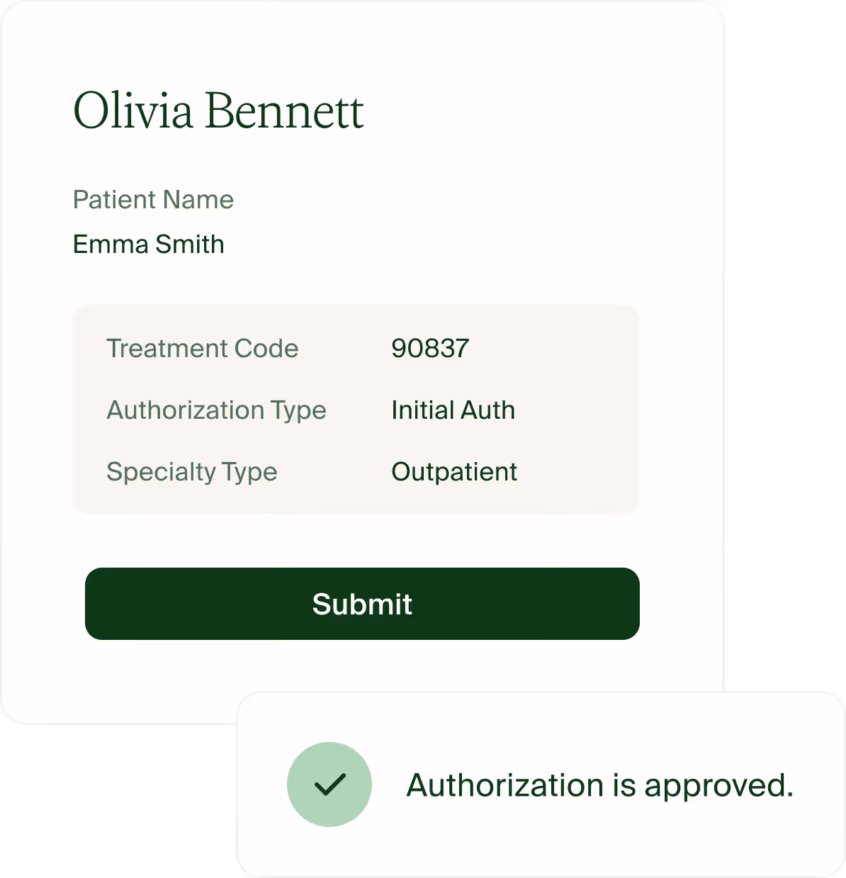 Authorizations secured before care begins