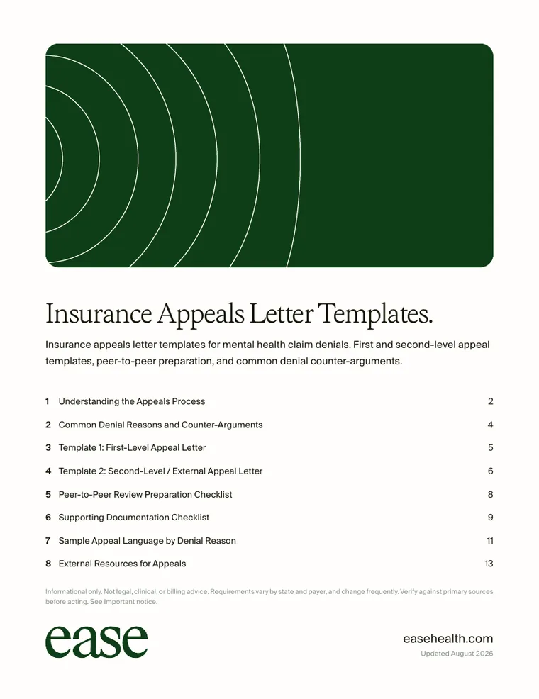 Cover page of the Insurance Appeals Letter Templates PDF