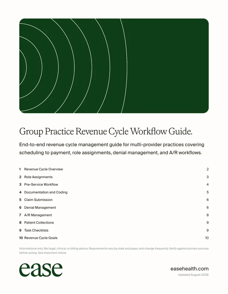 Cover page of the Group Practice Revenue Cycle Workflow Guide PDF