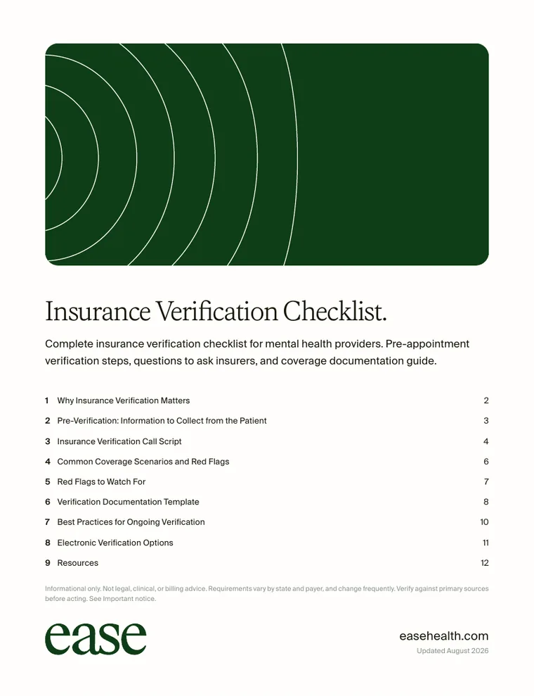 Cover page of the Insurance Verification Checklist PDF