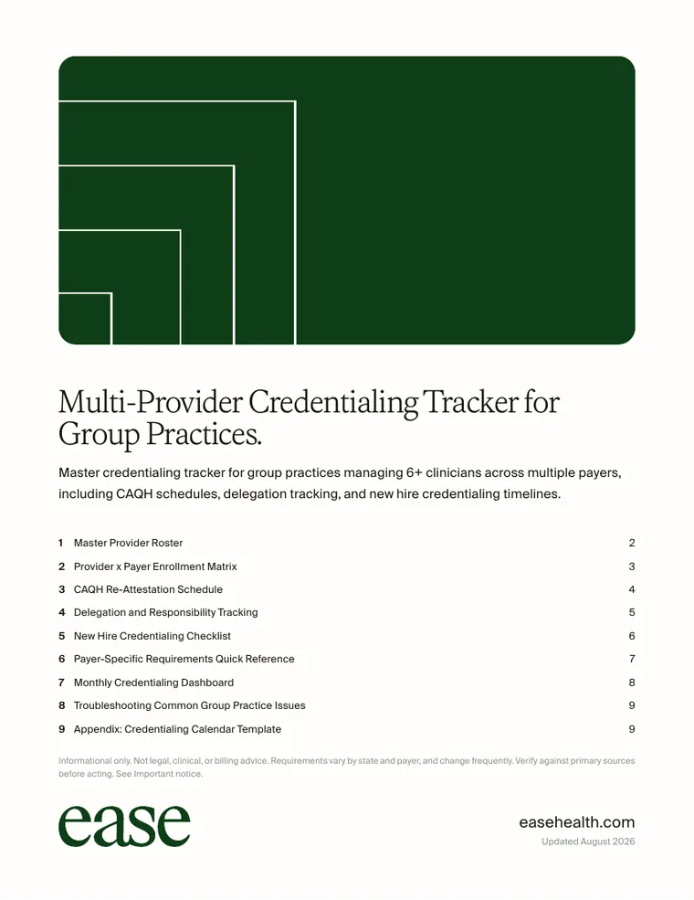 Cover page of the Multi-Provider Credentialing Tracker for Group Practices PDF