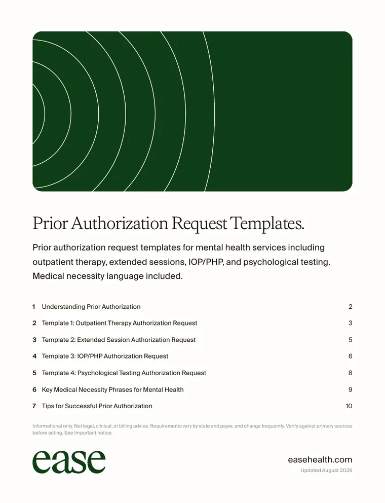 Cover page of the Prior Authorization Request Templates PDF
