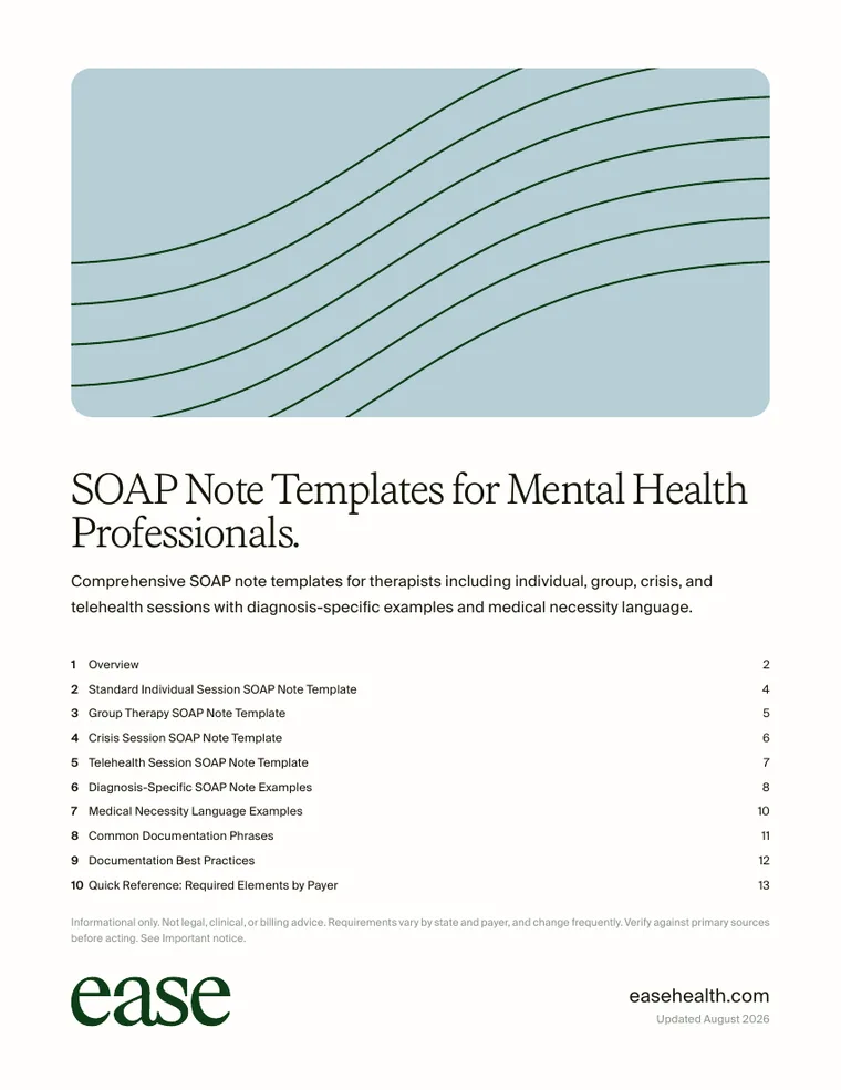 Cover page of the SOAP Note Templates for Mental Health Professionals PDF