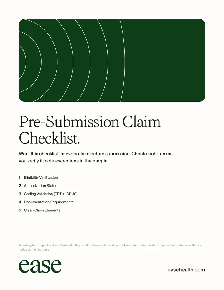 Cover of the Pre-Submission Claim Checklist PDF